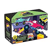 Mudpuppy Monster Trucks – 100 Piece Glow in The Dark Puzzle with Colorful Scene of Cars and Trucks and Hidden Puzzle Details in The Dark for Children Ages 5 and Up