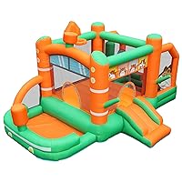 Bounce House Inflatable Slide Hamster Jumping Castle Kids Bouncy Castle with Blower,Ball Pit,Target Game,Toss Ring,Basketball Rim for Wet and Dry