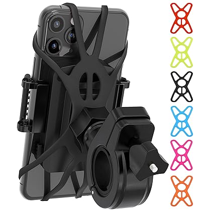 TruActive [????????????????????????????] Bike Phone Mount Holder, Motorcycle Phone Mount, 6 Color Bands Included, Cell Phone Holder for Bike – Universal Any Phone or Handlebar, Bike Phone Holder, ATV, Tool Free