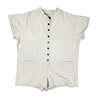 Mariana Mum Short Romper with Front Pockets Organic Linen/Cotton
