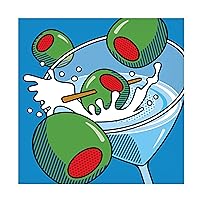 Trademark Fine Art 'Martini With Olives On Blue' Canvas Art by Ron Magnes