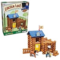LINCOLN LOGS-Horseshoe Hill Station-84 Pieces-Real Wood Logs - Ages 3+ - Best Retro Building Gift Set for Boys/Girls – Creative Construction Engineering – Top Blocks Game Kit - Preschool Education Toy