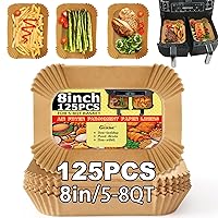 Air Fryer Liners Disposable, 125PCS Non-Stick Parchment Paper Rectangle, Oil Proof, Water Proof Airfryer Liners for Dual Basket, Unbleached Ninja Air Fryer Liners DZ201 Series Accessories 8.6x5.5Inch.