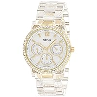 XOXO Women's XO5527 Clear Bracelet with Rhinestones on Gold Case Watch