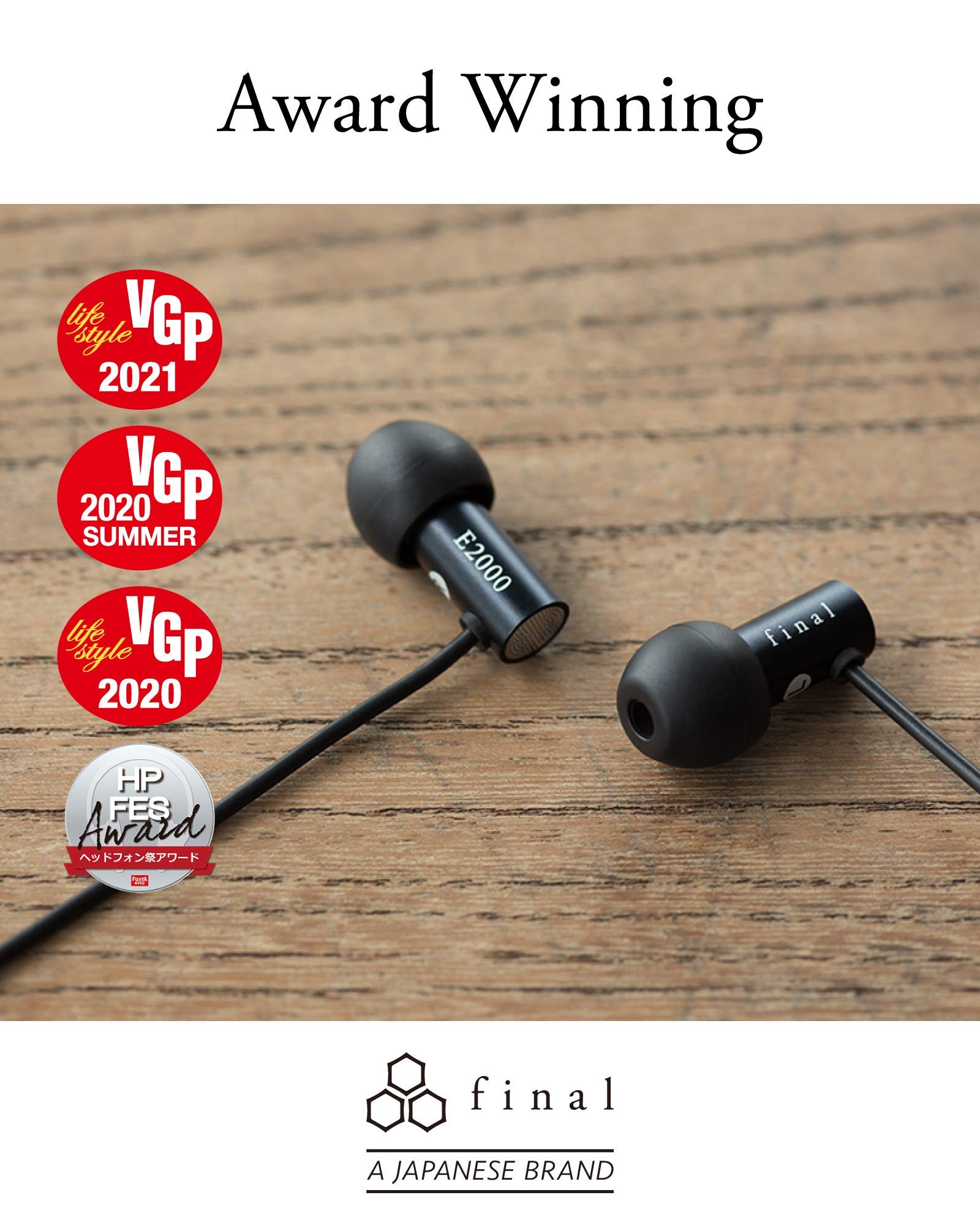 Final E2000C in Ear Isolating Earphones with Smartphone Controls and Microphone - Black Aluminium