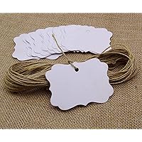 1000 Pcs Gift Tags/Hang Tags with Free Strings, Scalloped Tag Style Color Rectangular with Heart Punched