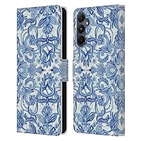 Head Case Designs Officially Licensed Micklyn Le Feuvre Denim Blues Floral Patterns Leather Book Wallet Case Cover Compatible with Samsung Galaxy A05s