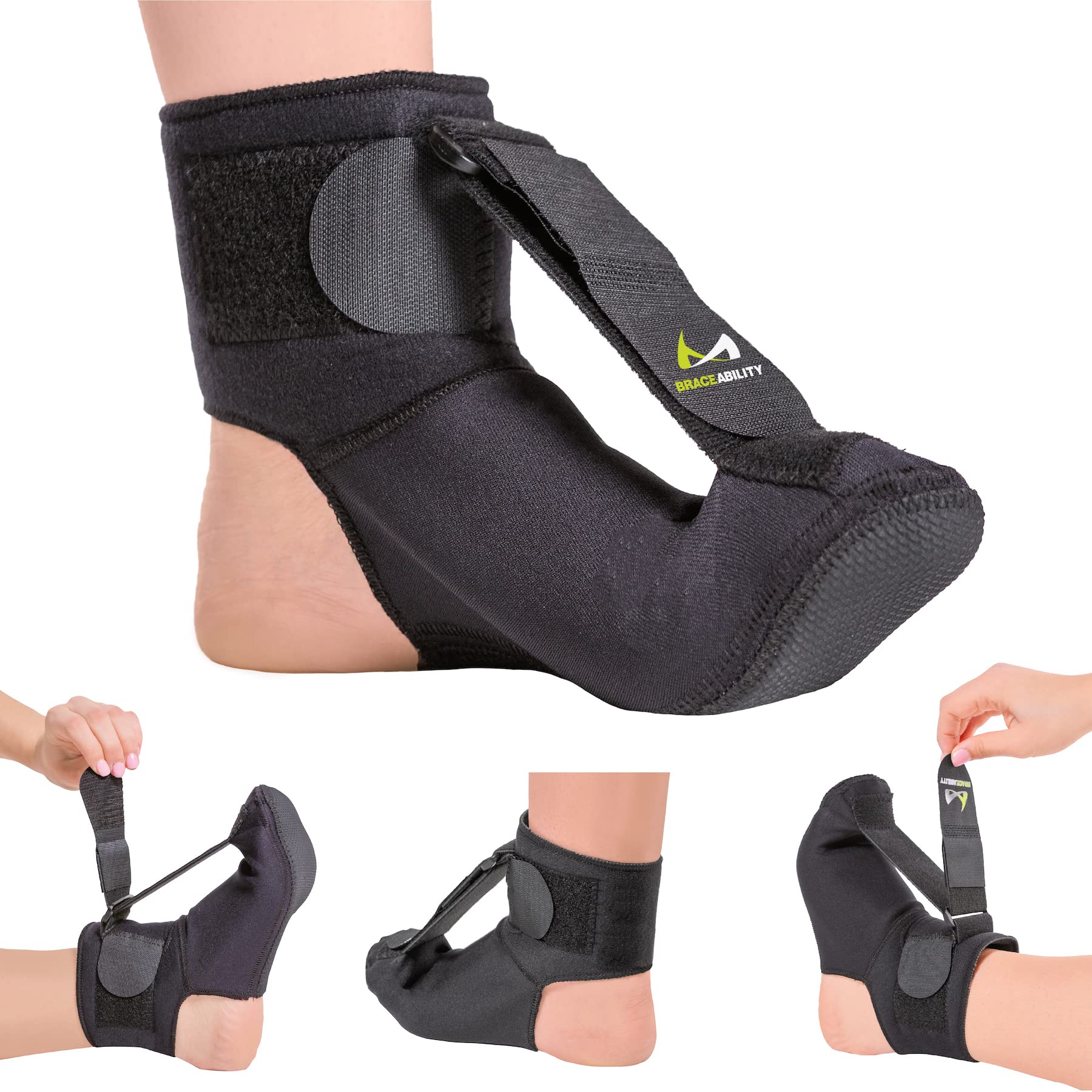 BraceAbility Plantar Fasciitis Night Splint Sock - Soft Plantar Fascia Stretcher Brace, Achilles Tendonitis Sleeping Support Boot, Heel Pain Relief Compression Sleeve for Right or Left Foot (Small)