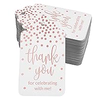 Real Rose Gold Foil Thankyou for Celebrating with Me Birthday Tags Favor Hang Paper Tags 100 Pack