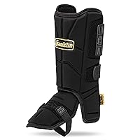 Franklin Sports Baseball + Softball Leg Guard - PRT Series Adult Shin + Foot Shield for Batting - Protective Leg + Ankle Guard with Toe Plate - Right Hand + Left Hand Hitters - Black/Gold - One Size