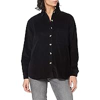 Ladies - Corduroy Oversized Shirt Black - 5XL