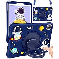 for iPad Air 5th/4th Generation Case/Pro 11 Case Boys Cute Astronaut Cover Kawaii 3D Cartoon Spacemen with Rotating Handle Stand+Strap Silicone Funda for Apple iPad Air Cases 5/4 Gen, Pro 11