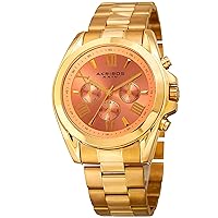 Akribos XXIV Women's Multifunction Watch - 3 Subdials - Date, Day, 24 Hours Clear Roman Numerals On A Stainless Steel Bracelet- AK951