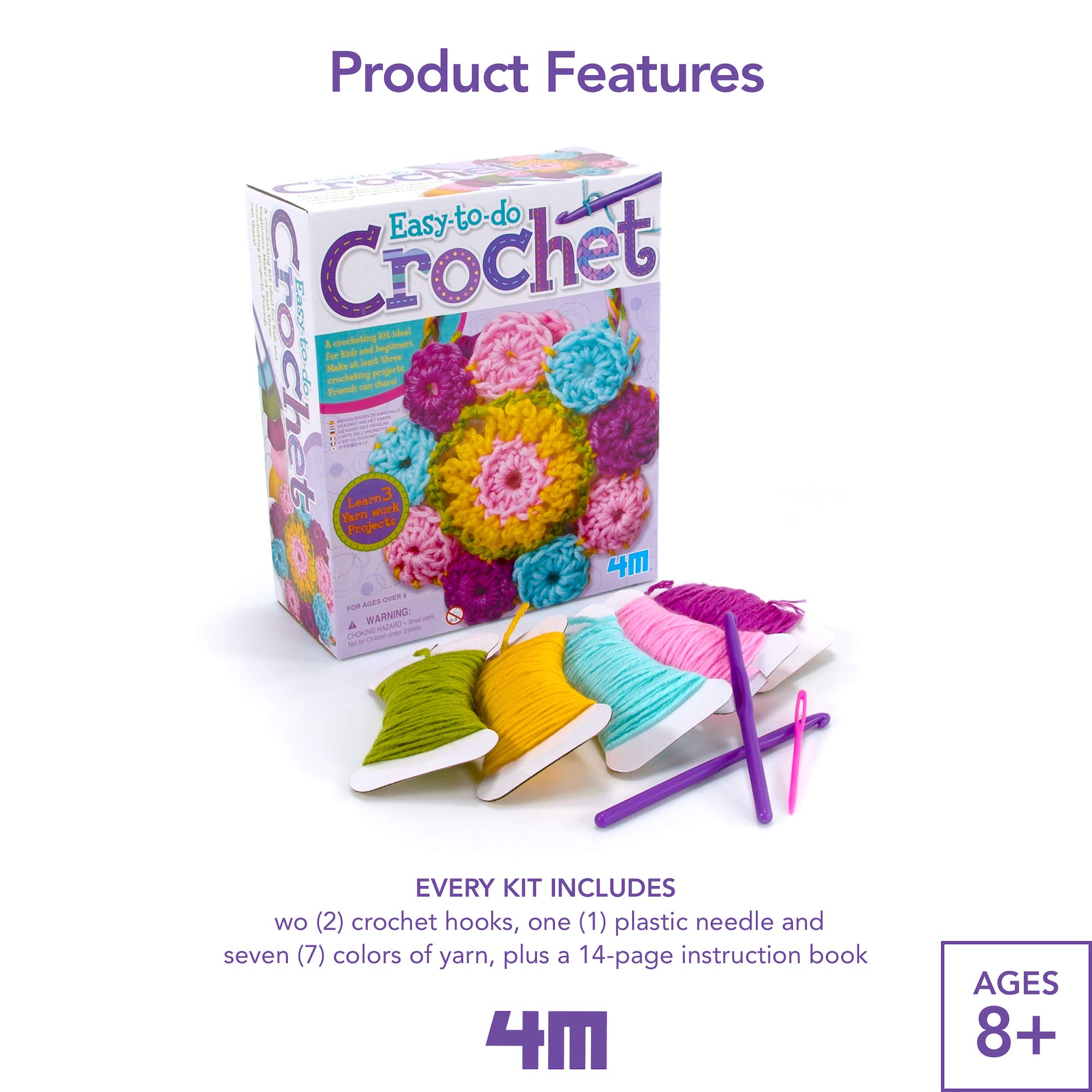 4M 3625 Easy-To-Do Crochet Kit - DIY Arts & Crafts Yarn Gift for Kids & Teens, Boys & Girls
