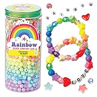 Creativity for Kids Rainbow Bead Jar Jewelry Making Kit: Makes 40+ Friendship Bracelets, DIY Crafts for Girls, Girls Gifts Ages 6-8+, Easter Basket Stuffers for Kids