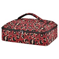 ALAZA Leopard Black Brown Spots Red Insulated Casserole Carrier Lasagna Lugger Tote Casserole Cookware for Grocery, Camping, Car