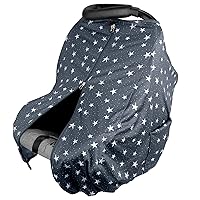 JJ Cole DreamGuard Packable Car Seat Canopy - Breathable and Adjustable Infant Car Seat Cover - Stars