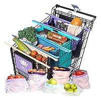 Lotus Trolley Bag Reusable Grocery Cart Bags (Purple) Set of 4 and Reusable Netted Produce Mesh Bags Set of 9