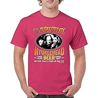 The Three Stooges Nyuklehead Beer T-Shirt Funny 3 Curly Howard Moe Larry Shemp Wise Guys American Legend Men's Tee