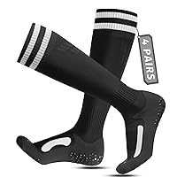 Rahhint Soccer Socks (1/2/4 Pack) Anti Slip Grip Socks Multi-Sport Compression Knee High Crew Socks for Adult&Children