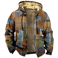 Men Winter Jacket Full Zip Fleece Jackets Patch Hoodies Soft Warm Coat for Men with Hood Outdoor Zip Up Sweashirts