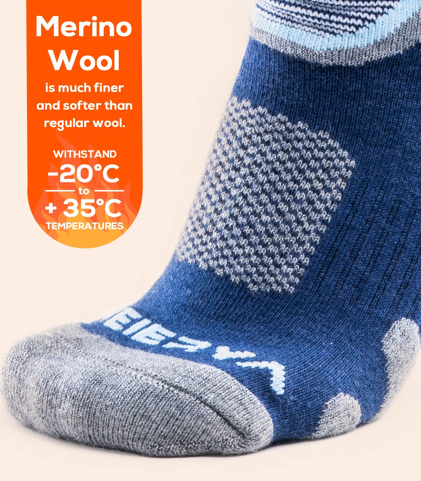 WEIERYA Merino Wool Ski Socks 2/3 Pairs Pack for Skiing, Snowboarding, Outdoor Sports Performance Socks