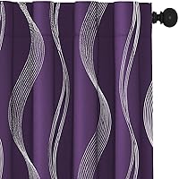 Deconovo Bedroom Curtains, Short Curtains 45 Inch Length, Window Curtains, Short Curtains, Blackout Curtains for Nursery, 52W x 45L, Purple Grape, 2 Panels