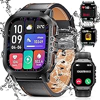 LIGE Military Smartwatch Men Women 1.96 Inch AMOLED Always on Display Sports Watch with Bluetooth Calls for iOS Android, IP68 Waterproof Fitness Watch with Heart Rate Monitor Sleep Monitor