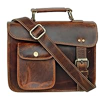 jaald small Leather messenger bag shoulder bag cross body vintage messenger bag for women & men satchel (7 x 9)