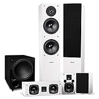 Fluance Elite High Definition Surround Sound Home Theater 5.1 Channel Speaker System Including 3-Way Floorstanding Towers, Center Channel, Rear Surround Speakers and DB10 Subwoofer - White (SX51WHR)