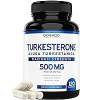Turkesterone Supplement 500mg (120 Capsules) - Stamina, Drive, Athletic Performance & Muscle Mass - (Ajuga Turkestanica Std. to 10% Turkesterone) (Similar to Ecdysterone) - Non-GMO & Vegan Capsules