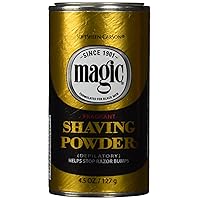 SoftSheen-Carson Magic Razorless Shaving for Men, Magic Shaving Powder with Fragrance, Coarse Textured Beards, Formulated for Black Men, Depilatory, Helps Stop Razor Bumps, Since 1901, 4.5 oz