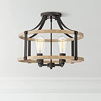 Franklin Iron Works Buford Farmhouse Rustic Industrial Close to Ceiling Light Semi Flush Mount Fixture 18