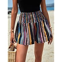 Women's Shorts Geo Print Wide Leg Shorts Shorts for Women SISEY (Color : Multicolor, Size : Large)