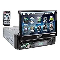 Single DIN Head Unit Receiver - In-Dash Car Stereo with 7” Multi-Color Touchscreen Display - Audio Video System with Bluetooth for Wireless Music Streaming & Hands-free Calling