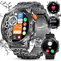 LIGE Smart Watch for Men Heavy Duty Make Call IP68 Waterproof with 1.43in AMOLED Touchscreen Always on Display Long-Lasting Battery Fitness Tracker Android iOS Military Smart Watch for Men