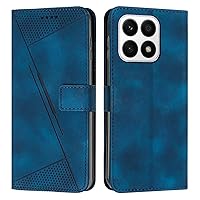 Cell Phone Flip Case Cover Compatible with Huawei Honor X8A Wallet Flip Phone Case Card Slot Holder Flip Cover Phone Case Wrist Strap Phone Case Compatible with Huawei Honor X8A (Color : Blue)