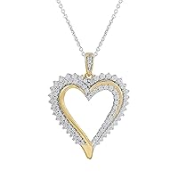 1/2 ct. T.W. Lab Grown Diamond (SI1-SI2 Clarity, F-G Color) 14K Yellow Gold Plating Over Sterling Silver Heart Pendant with an 18 Inch Spring Ring Clasp Cable Chain