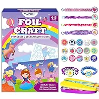 Yazhiji Foil Art Craft Kits for Kids Unicorns Princess Mess -Free Fun Sticker for Child,DIY Printing Craft Kits Activity, Gifts for Ages 4 5 6 7 8 9 10 1112 Party Supplier Toys for Boys Girls