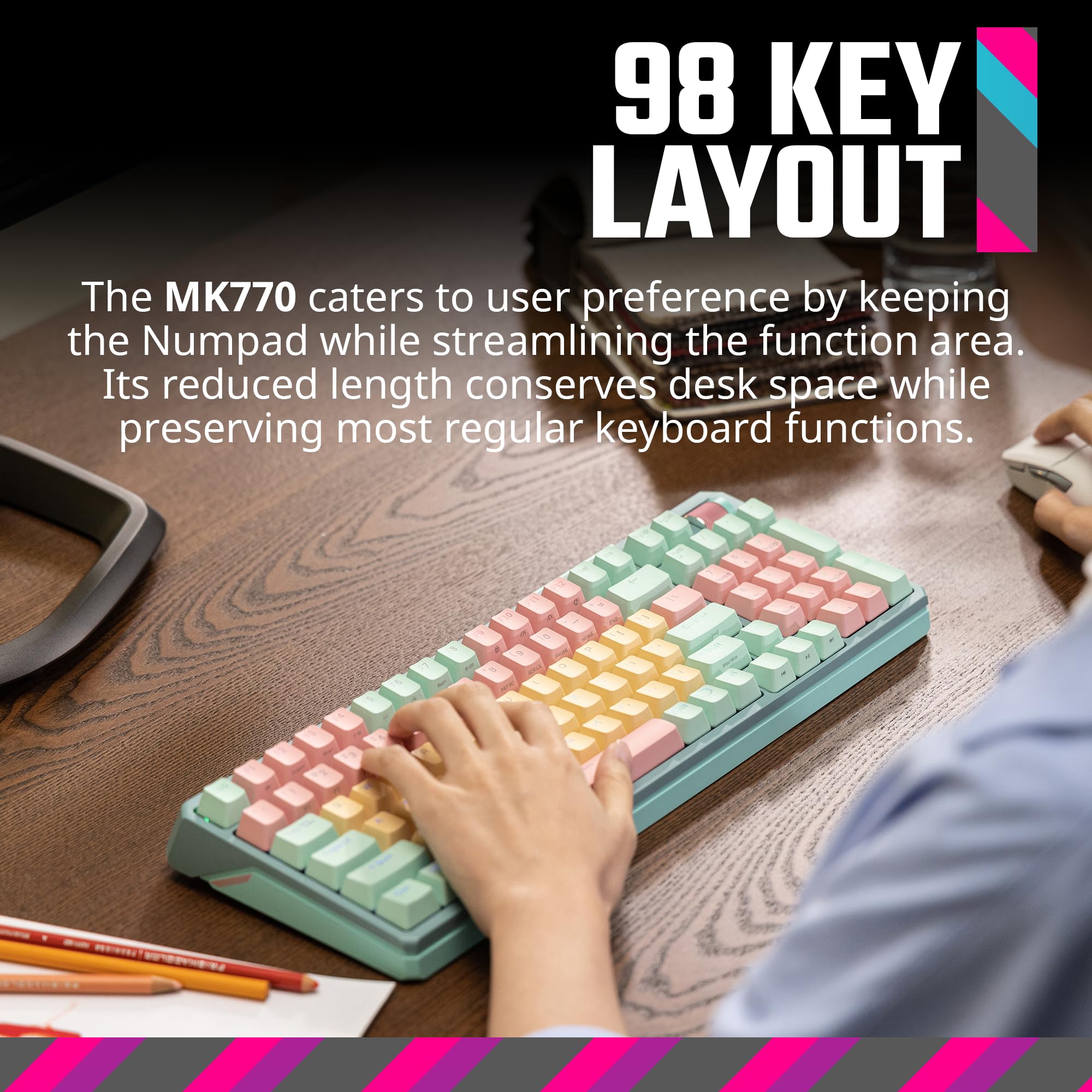 Cooler Master MK770 Macaron Wireless Mechanical RGB Gaming Keyboard, Kailh Box V2 Linear Red Switches, Gasket Structure, Hot-Swappable, Bluetooth|2.4GHz, Tactile 3-Way Dial, QWERTY (MK-770-MCKR1-US)