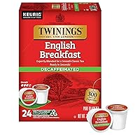 Twinings Decaf English Breakfast Tea K-Cup Pods for Keurig, Naturally Decaffeinated Black Tea, Smooth, Flavourful, Robust, 24 Count (Pack of 1)