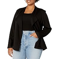 Jones New York Women's Plus Size Drape Front Jacket-Jones, ADRIADIC Black, 1X