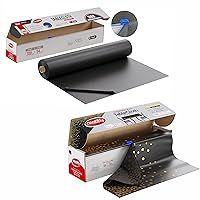 Neatiffy 300 FT + 100 FT - Disposable Plastic Table Cloth Roll with Slide Cutter | Waterproof Table Cover for Rectangle,Square,Round,Oval Tables |Party, Banquet, Birthdays, Weddings - Black/Black Gold