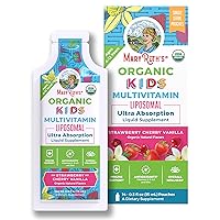 Multivitamin for Kids USDA Organic | Sugar Free Kids Multivitamin | Liquid Vitamins for Kids | Immune Support Supplement | Cognitive Health & Overall Wellness | Vegan | 14 - 0.5 Fl Oz Pouches