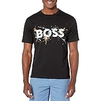 BOSS Men's Splatter Print Logo Cotton Short-Sleeve T-Shirt