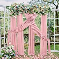 MoKoHouse 6 Panels Dusty Rose Wedding Arch Drapes Fabric 6 Yards Chiffon Fabric Drapery Sheer Backdrop Curtains for Baby Shower Party Decorations