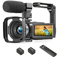 Video Camera Camcorder, Full HD 30FPS 36MP 16X Digital Zoom Digital Camera,IR Night Vision Vlogging Camera, YouTube Camera with External Microphone, Lens Hood, Stabilizer, Remote Control