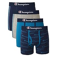 Champion Boys' Underwear, Cotton Stretch Boxer Briefs, Moisture-Wicking, Assorted 4-Pack