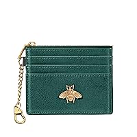 seavilia Green Card Holder Keychain Wallet for Women/Men with ID Window Rfid Small Bee Slim Minimalist Wallet