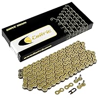 Caltric Golden 520-Pitch 120-Links Non-Oring Drive Chain Compatible with ATV/UTV/Quad/Side X Side/Motorcycle/Dirtbike/with Rivet and Clip on Master Links